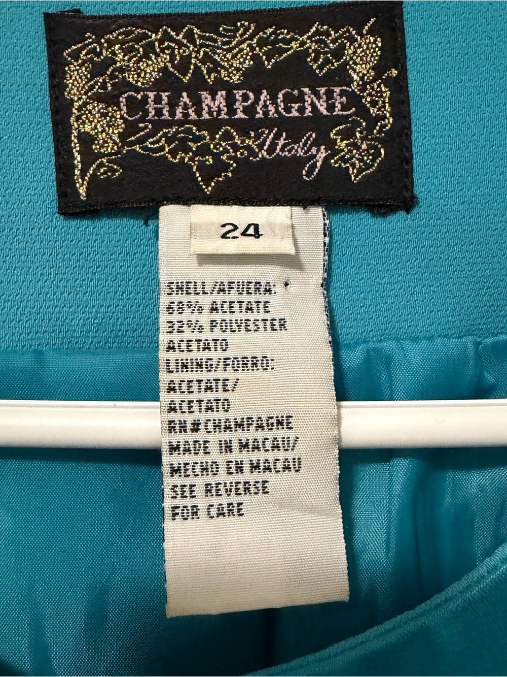 Vintage Champagne Italy Women Formal Jacket Turquoise Size 24 - Picture 3 of 6